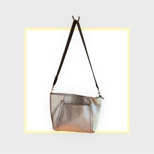 Coach silver gray metallic tote bag